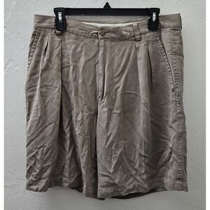 Men's Tommy Bahama 100% Silk Size 34 Tan Chino Shorts 8.5" Inseam‎